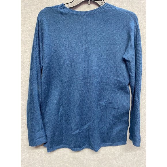 Old Navy Womens Pullover Knit Soft Sweater Blue V-Neck Long Sleeve Size Small - Picture 2 of 4